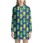 Cute Dino T-Rex Pattern Print Hoodie Dress