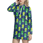Cute Dino T-Rex Pattern Print Hoodie Dress