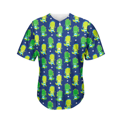 Cute Dino T-Rex Pattern Print Men's Baseball Jersey