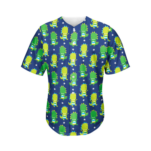 Cute Dino T-Rex Pattern Print Men's Baseball Jersey