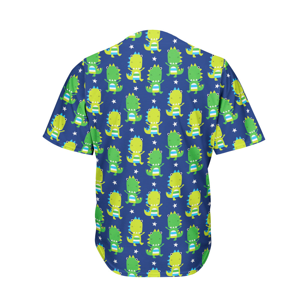 Cute Dino T-Rex Pattern Print Men's Baseball Jersey