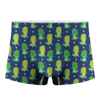 Cute Dino T-Rex Pattern Print Men's Boxer Briefs