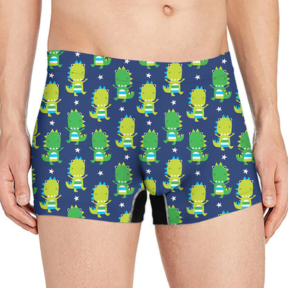 Cute Dino T-Rex Pattern Print Men's Boxer Briefs