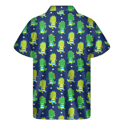 Cute Dino T-Rex Pattern Print Men's Short Sleeve Shirt