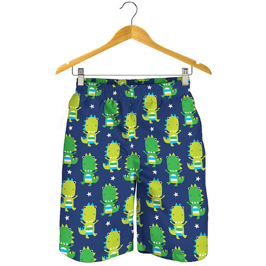 Cute Dino T-Rex Pattern Print Men's Shorts