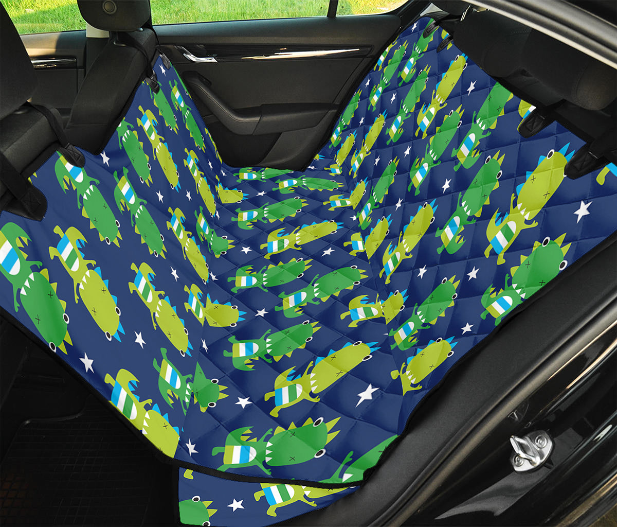 Cute Dino T-Rex Pattern Print Pet Car Back Seat Cover