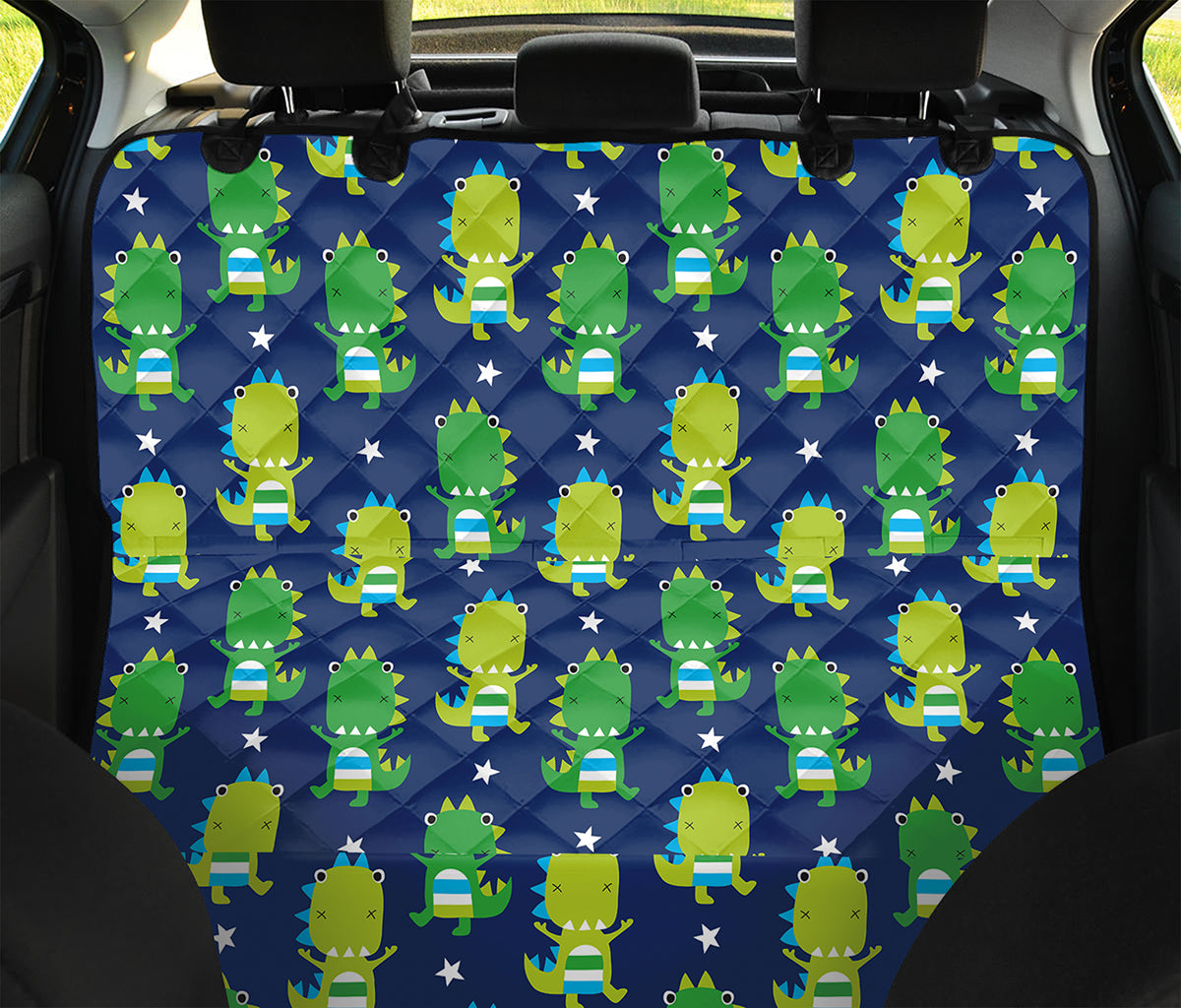 Cute Dino T-Rex Pattern Print Pet Car Back Seat Cover