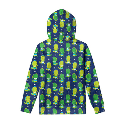 Cute Dino T-Rex Pattern Print Pullover Hoodie