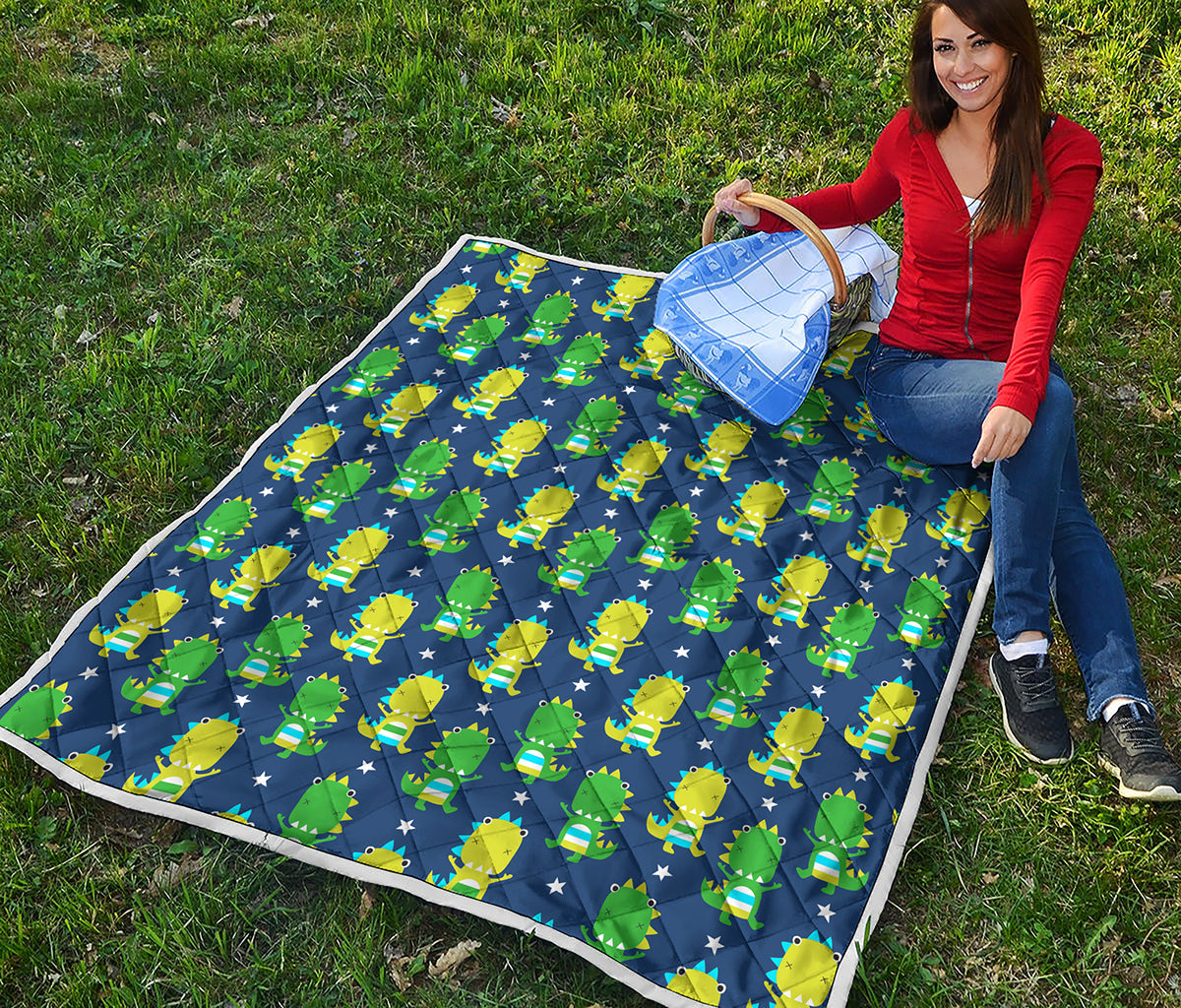 Cute Dino T-Rex Pattern Print Quilt