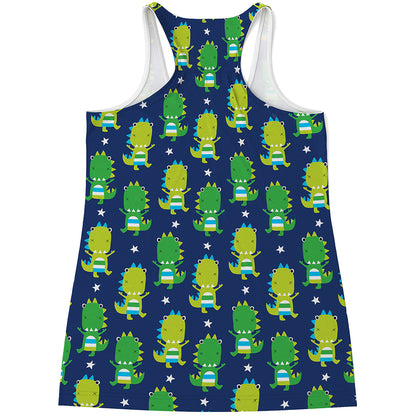 Cute Dino T-Rex Pattern Print Women's Racerback Tank Top