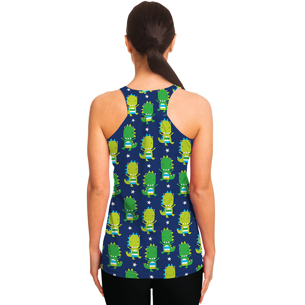 Cute Dino T-Rex Pattern Print Women's Racerback Tank Top