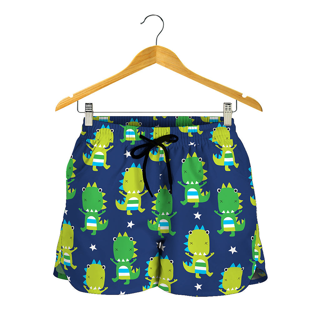 Cute Dino T-Rex Pattern Print Women's Shorts