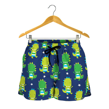 Cute Dino T-Rex Pattern Print Women's Shorts