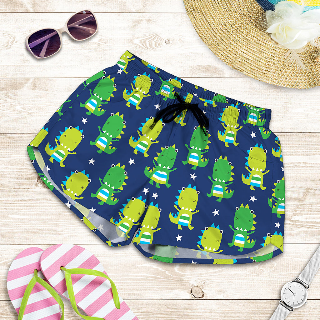 Cute Dino T-Rex Pattern Print Women's Shorts