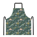 Cute Dino Tropical Leaves Pattern Print Apron