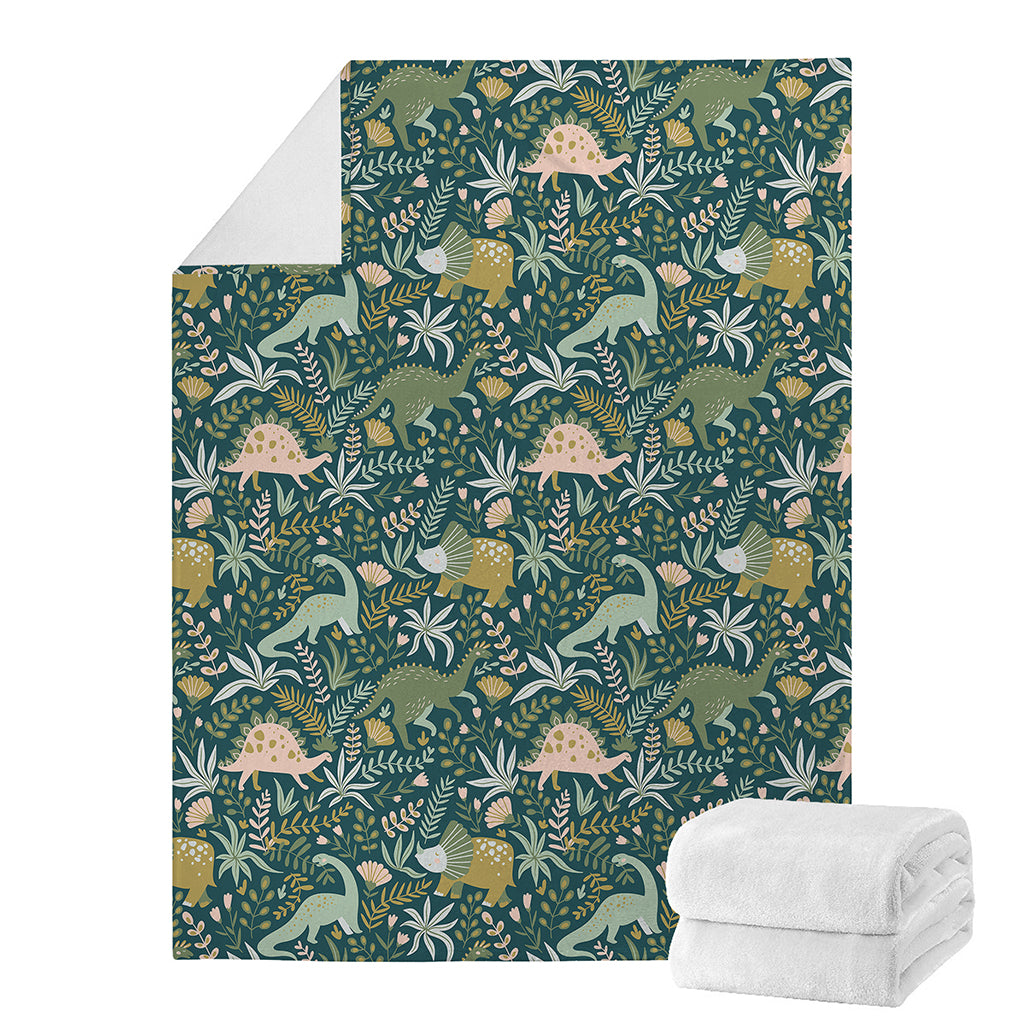 Cute Dino Tropical Leaves Pattern Print Blanket