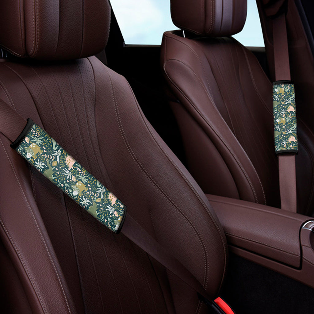 Cute Dino Tropical Leaves Pattern Print Car Seat Belt Covers