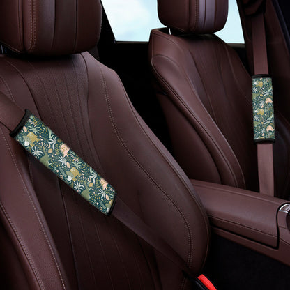 Cute Dino Tropical Leaves Pattern Print Car Seat Belt Covers