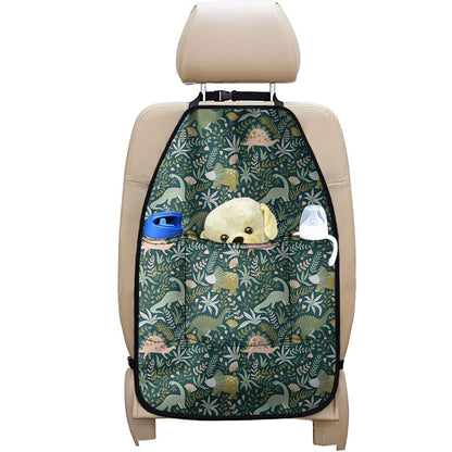 Cute Dino Tropical Leaves Pattern Print Car Seat Organizers