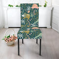 Cute Dino Tropical Leaves Pattern Print Dining Chair Slipcover
