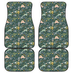 Cute Dino Tropical Leaves Pattern Print Front and Back Car Floor Mats