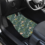 Cute Dino Tropical Leaves Pattern Print Front and Back Car Floor Mats