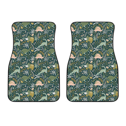 Cute Dino Tropical Leaves Pattern Print Front Car Floor Mats