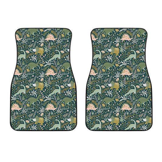 Cute Dino Tropical Leaves Pattern Print Front Car Floor Mats