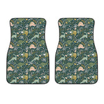 Cute Dino Tropical Leaves Pattern Print Front Car Floor Mats