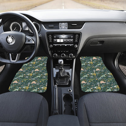 Cute Dino Tropical Leaves Pattern Print Front Car Floor Mats