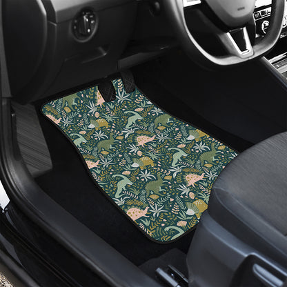 Cute Dino Tropical Leaves Pattern Print Front Car Floor Mats