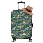 Cute Dino Tropical Leaves Pattern Print Luggage Cover