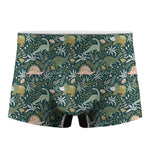 Cute Dino Tropical Leaves Pattern Print Men's Boxer Briefs