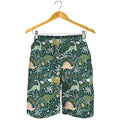 Cute Dino Tropical Leaves Pattern Print Men's Shorts