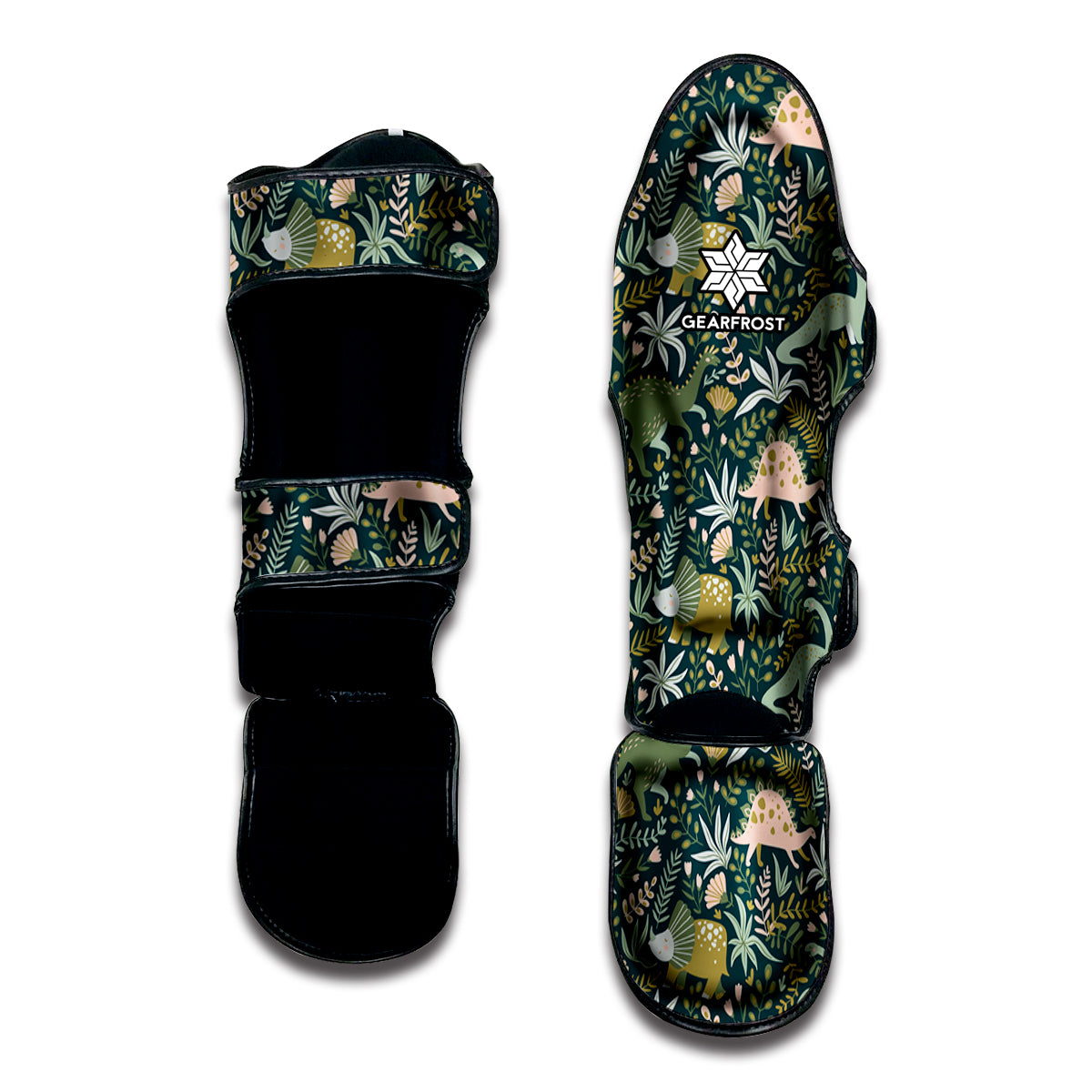 Cute Dino Tropical Leaves Pattern Print Muay Thai Shin Guard