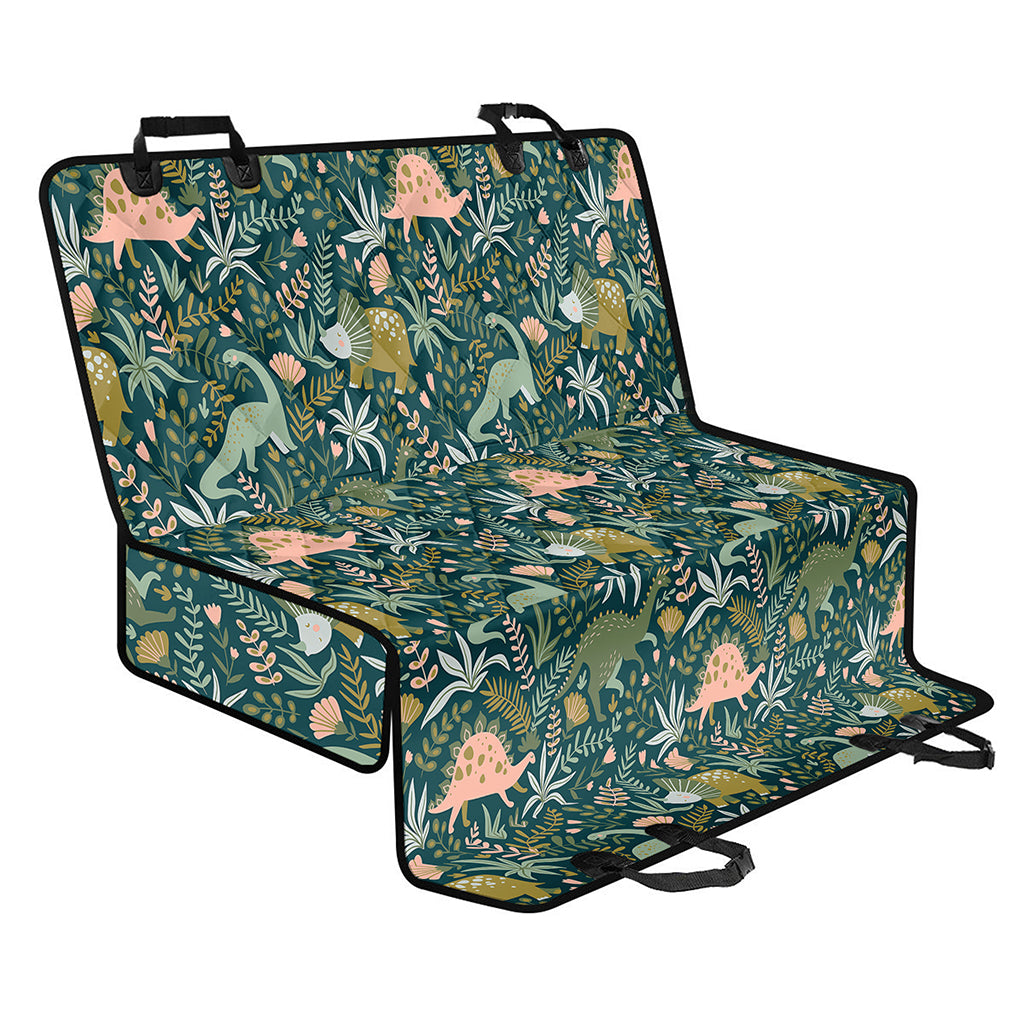 Cute Dino Tropical Leaves Pattern Print Pet Car Back Seat Cover