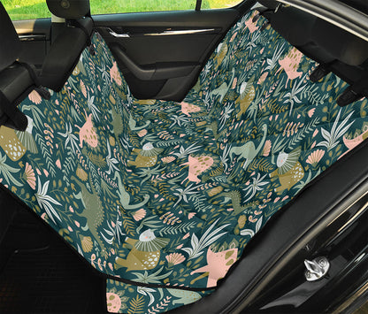 Cute Dino Tropical Leaves Pattern Print Pet Car Back Seat Cover