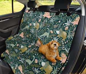 Cute Dino Tropical Leaves Pattern Print Pet Car Back Seat Cover