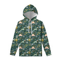 Cute Dino Tropical Leaves Pattern Print Pullover Hoodie