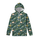 Cute Dino Tropical Leaves Pattern Print Pullover Hoodie
