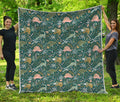 Cute Dino Tropical Leaves Pattern Print Quilt