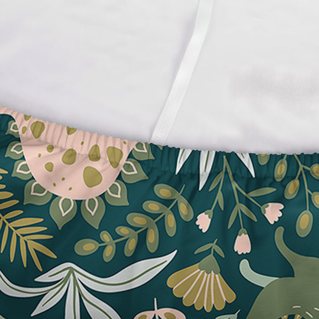 Cute Dino Tropical Leaves Pattern Print Sofa Cover