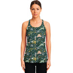 Cute Dino Tropical Leaves Pattern Print Women's Racerback Tank Top