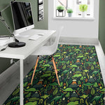Cute Dinosaur And Floral Pattern Print Area Rug