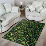 Cute Dinosaur And Floral Pattern Print Area Rug