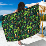 Cute Dinosaur And Floral Pattern Print Beach Sarong Wrap