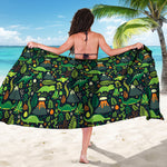 Cute Dinosaur And Floral Pattern Print Beach Sarong Wrap