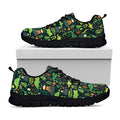 Cute Dinosaur And Floral Pattern Print Black Running Shoes