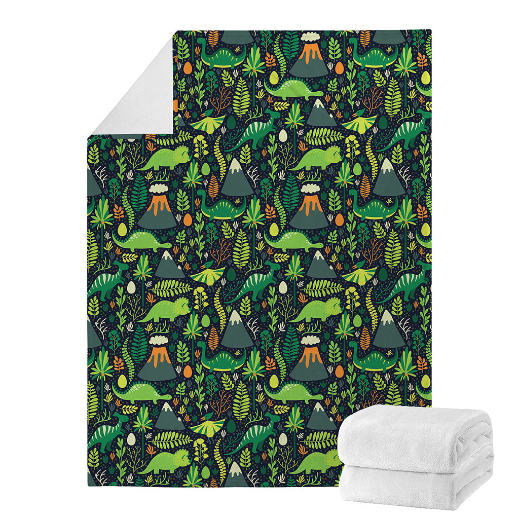 Cute Dinosaur And Floral Pattern Print Blanket