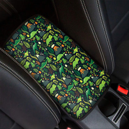 Cute Dinosaur And Floral Pattern Print Car Center Console Cover